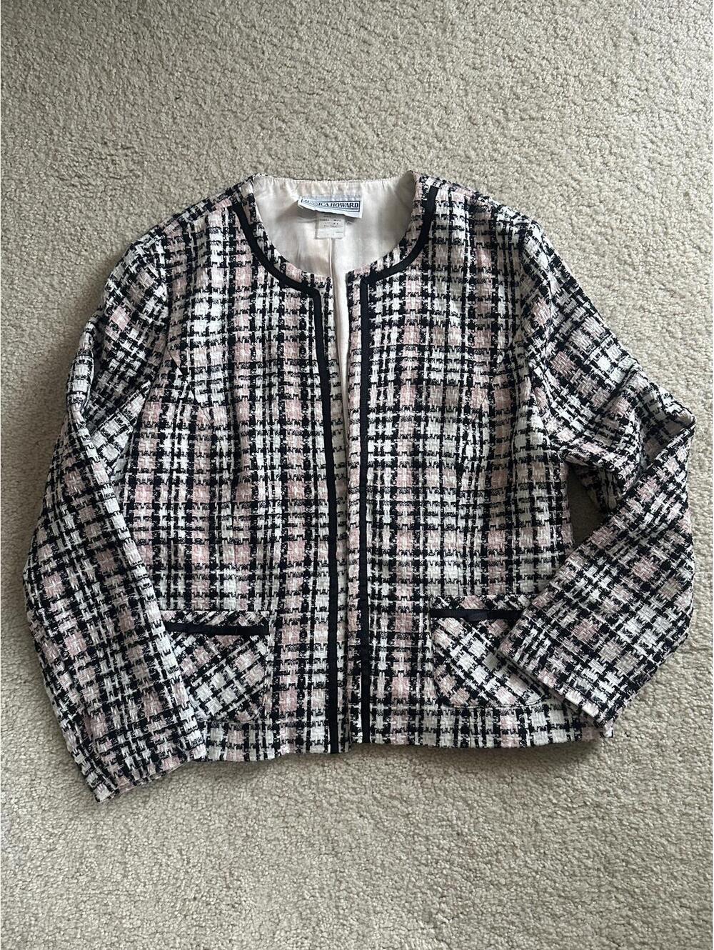 Vintage 1980s Jessica Howard Tweed Plaid Blazer